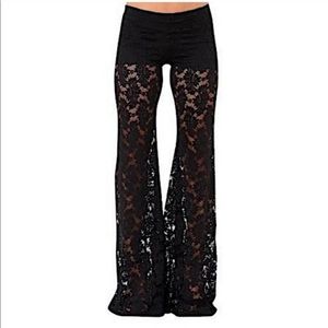 NIGHTCAP Stretchy Lace Pants. Floral bell bottoms!